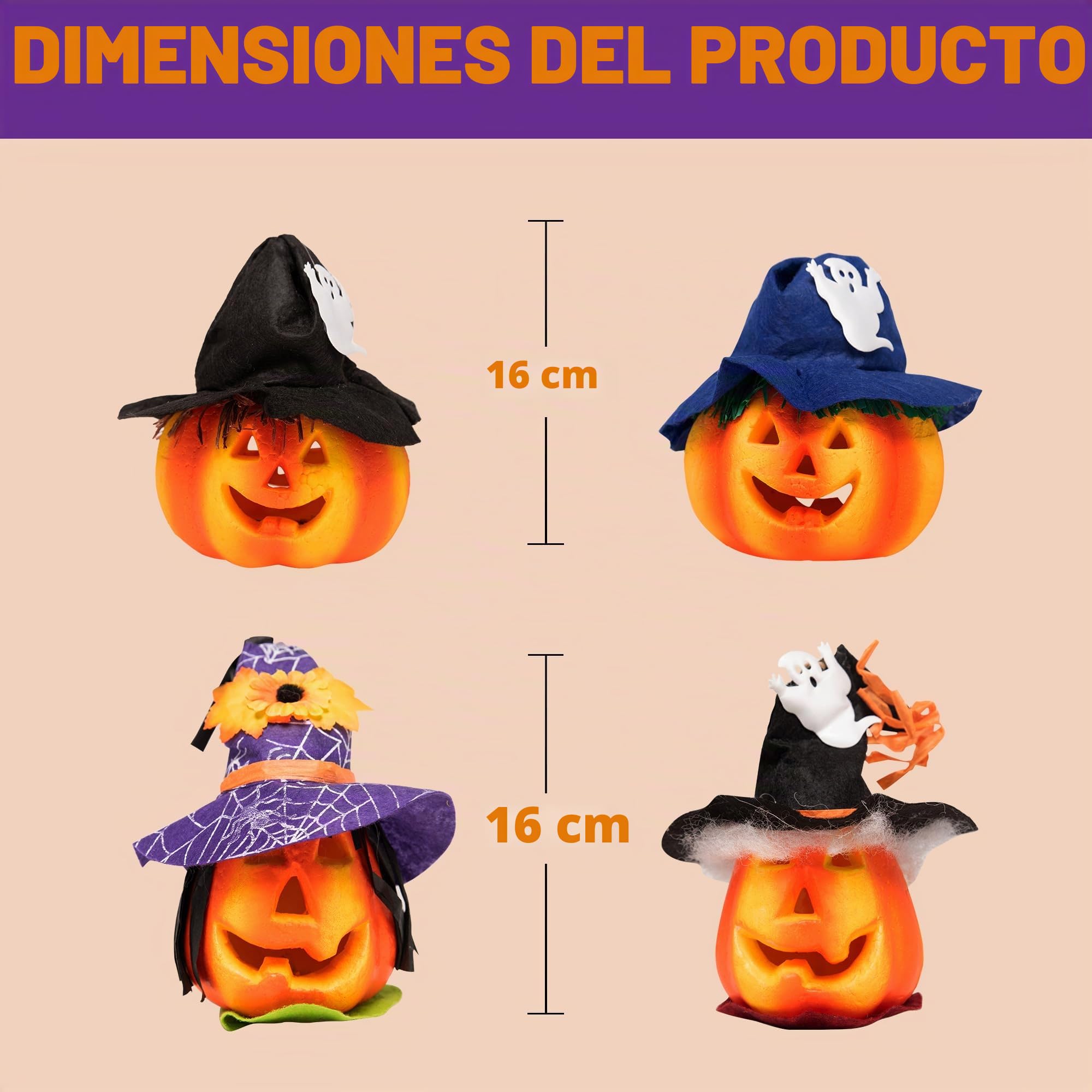 JOYIN 6 Pack Light up Halloween Jack-o'-Lantern Decorativo Calabaza Espuma Decoraciones de Halloween Accesorios