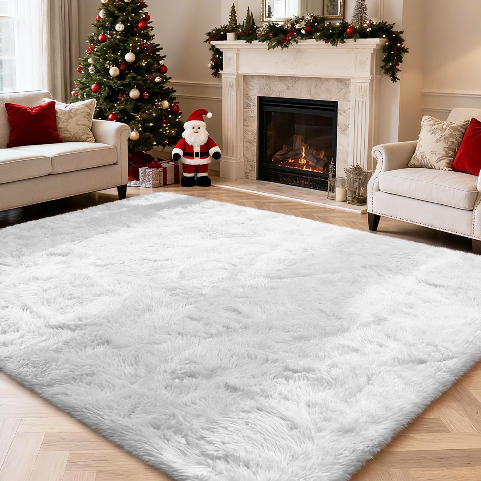 Photo 1 of **DIRTY*** 6x9 Fluffy Area Rug for Living Room,Shag Area Rugs for Bedroom,White Soft Fuzzy Rug Non-Shedding Indoor Plush Carpet for Bedroom Dorm Home Decor