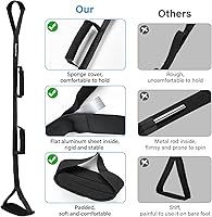 Vista 4 de Correa rígida de 39 pulgadas para levantar piernas con bucles acolchados para manos y pies, kit de recuperación para cirugía de reemplazo de cadera