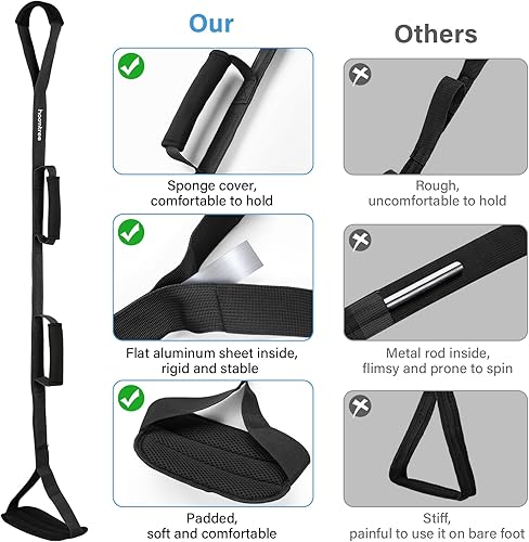 Miniatura 4 de Levantador rígido de piernas de 39 pulgadas de largo con bucles acolchados para manos y pies, correa de levantamiento de piernas, kit de