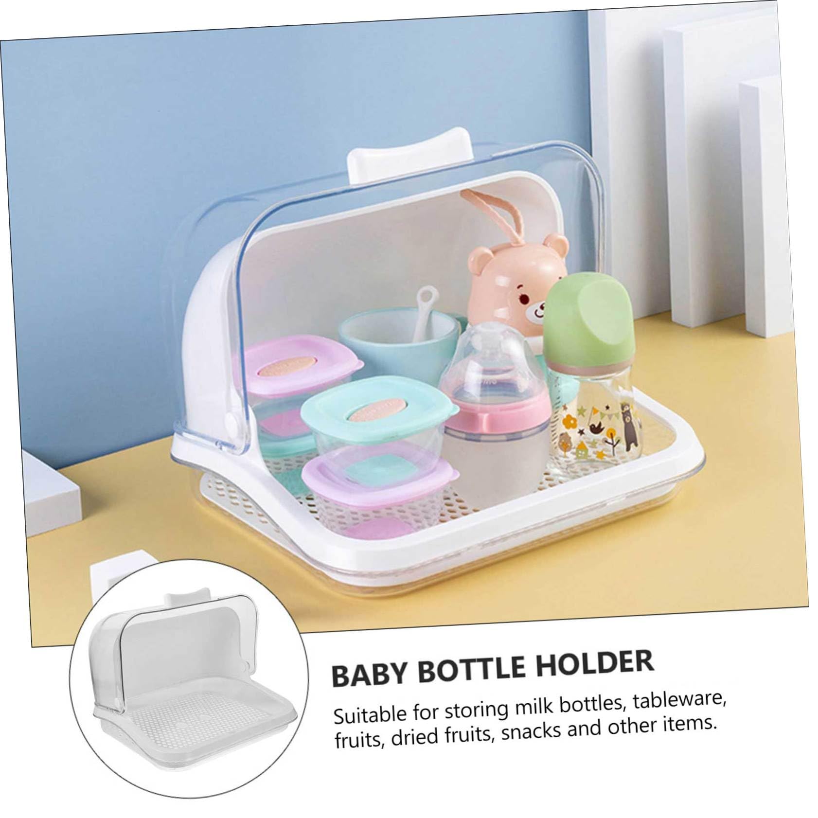 Boîte D'égouttage pour Biberon en PP Blanc, Rangement | 1 Pièce, pour Vaisselle et Bouteilles de Lait, Couvercle Relevable, Format Compact