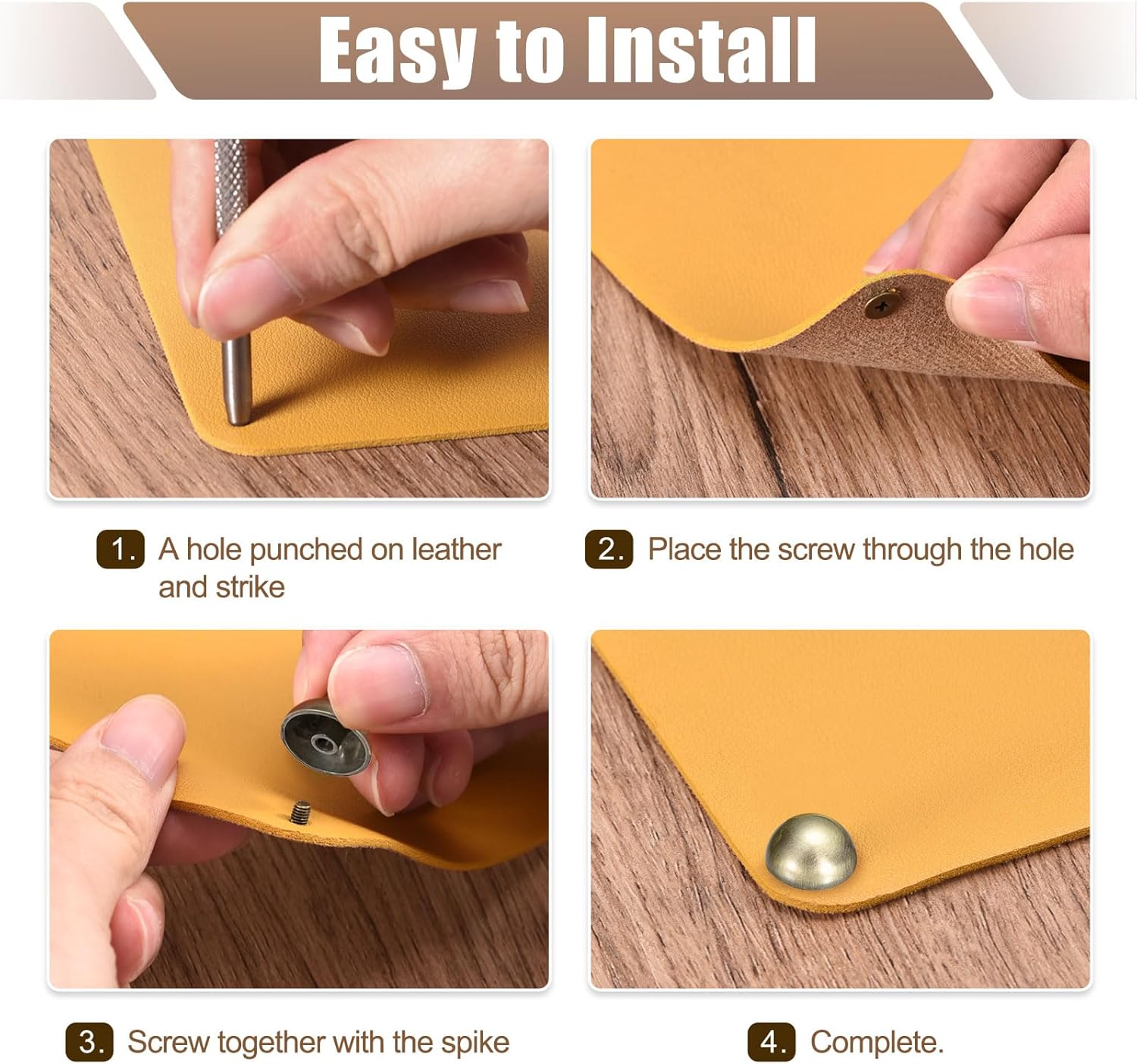 uxcell 270 Sets Mixed Shape Studs and Spikes, 13 Sizes Cone Spikes Studs Rivet Leather Rivets Kit with Install Tools for Leather Craft Clothing Shoes Belts Bags, Black