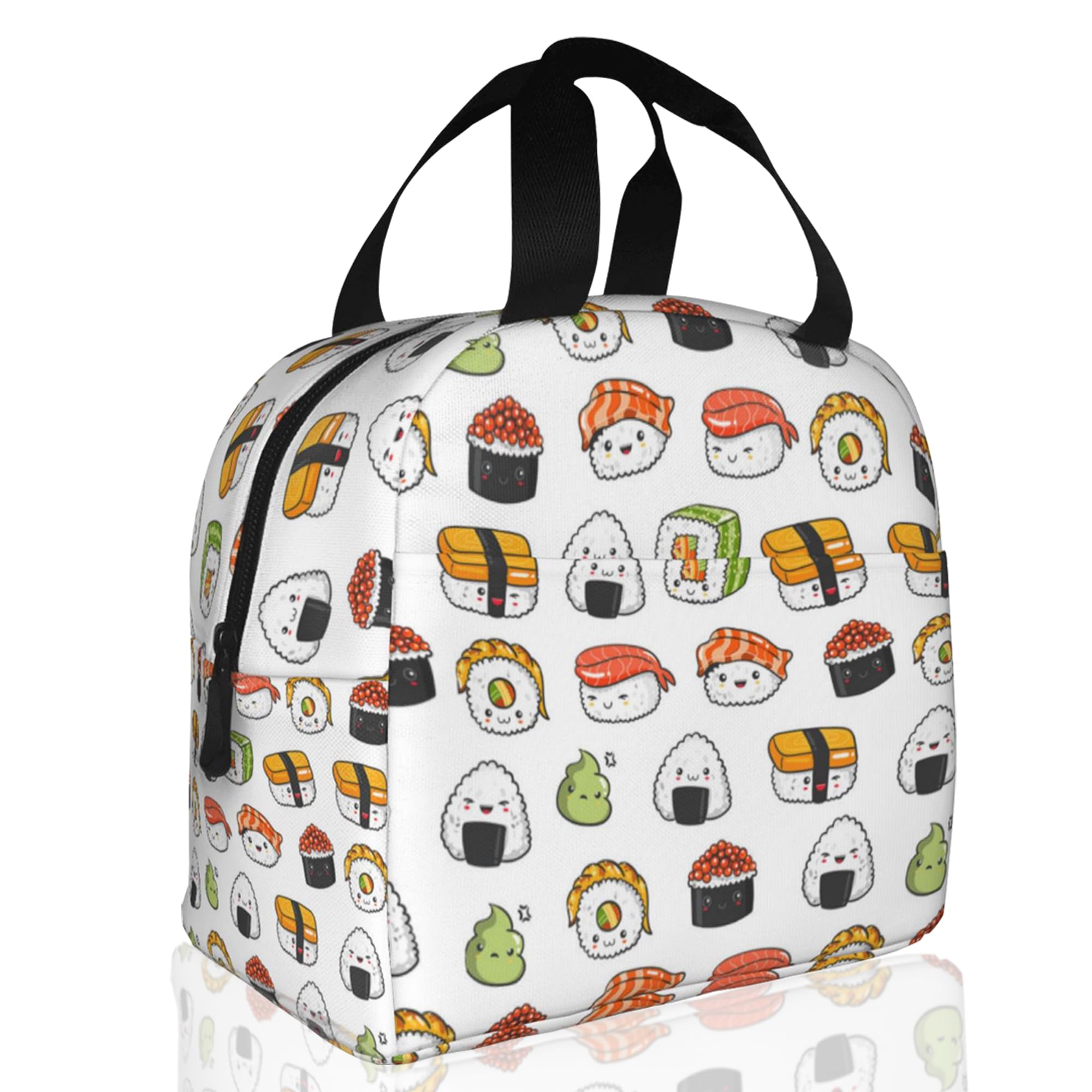 Losthll Insulated Lunch Bag, 6L, Japanese Sushi Design, Leakproof, Reusable Lunch Cooler Tote for Work, College, Outdoor Activities, Office Work, Picnics