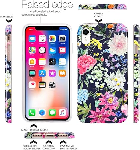 Miniatura 2 de J.west Funda compatible con iPhone XR 6.1, diseño de flores de jardín de silicona suave a prueba de golpes, bonito diseño floral, ajuste delgado,