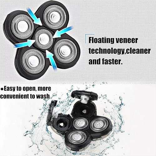 Miniatura 5 de 5 cabezales de afeitadora, 2 cabezales de afeitadora de repuesto para maquinilla de afeitar eléctrica, afeitadora calva, cabeza de afeitadora