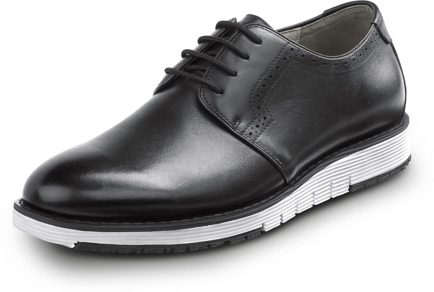 SR Max Beaufort, Men's, Black/White, Dress Style Soft Toe Slip Resistant Work Shoe (12.0 M)