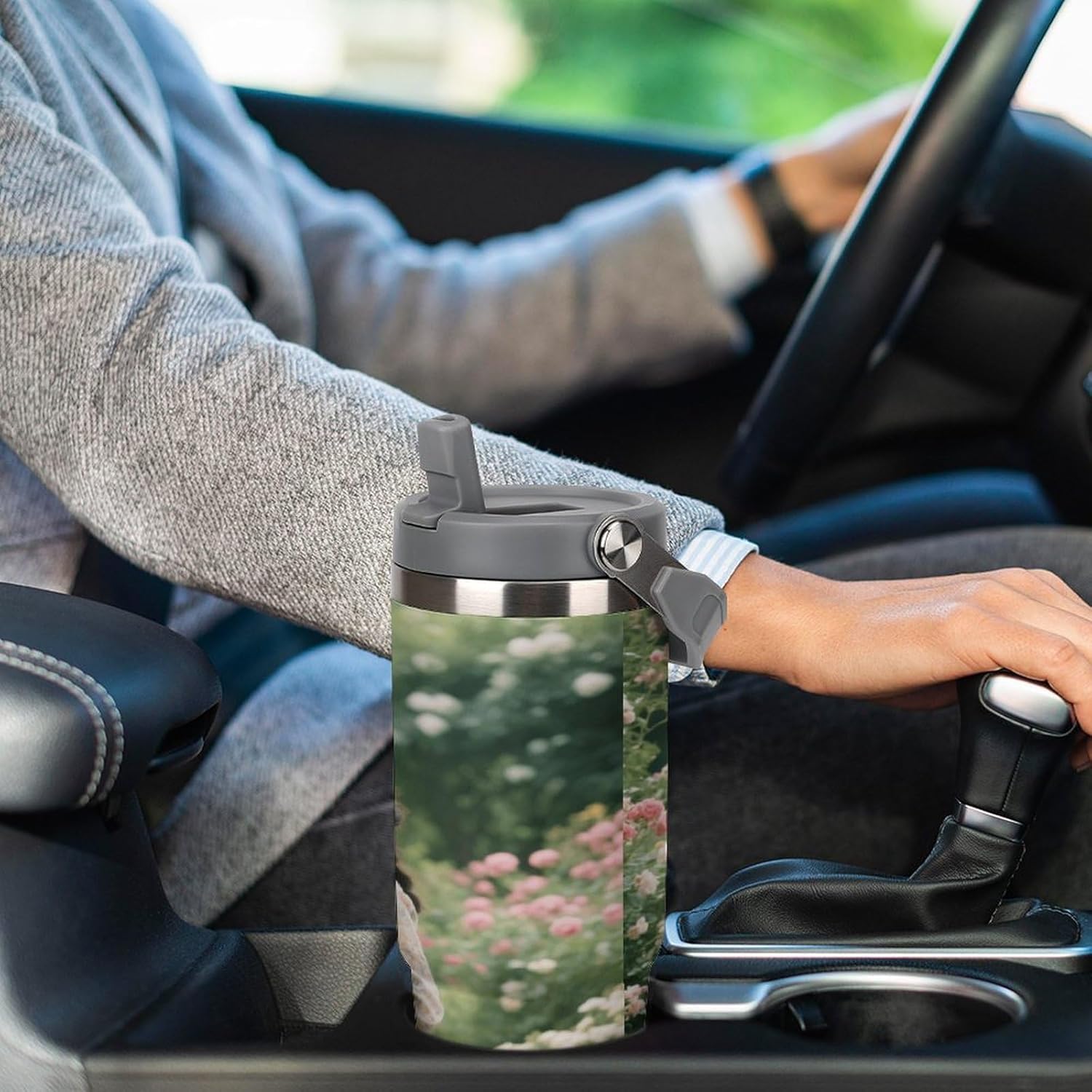 30 Oz Insulated Mug with Handle Lid And Straw Painter Holding A Paintbrush Pattern Large Metal Sports Bottle Great for Gifts Parties Office Coffee