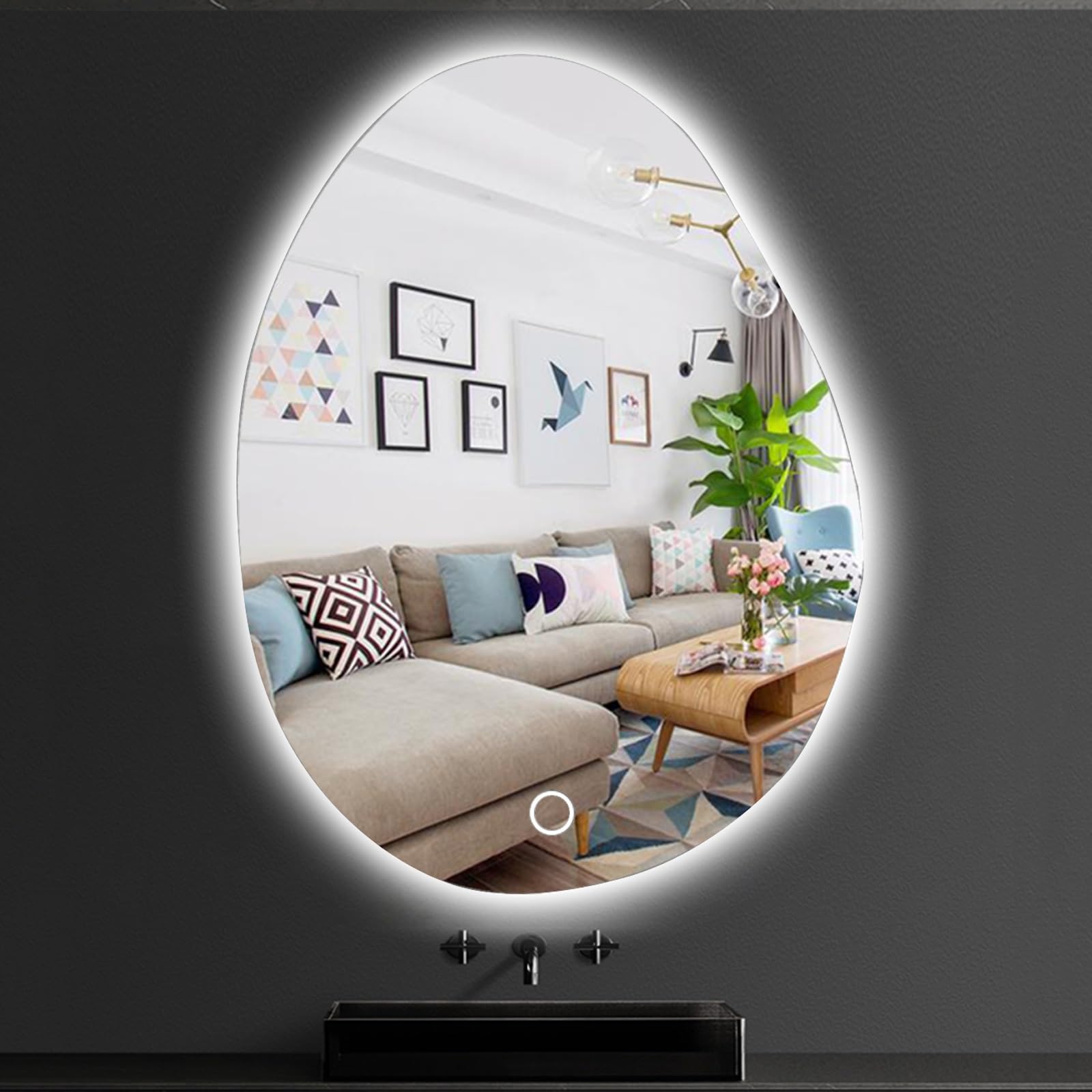 Miroir de salle de bain avec lumières LED pour éliminer les ombres