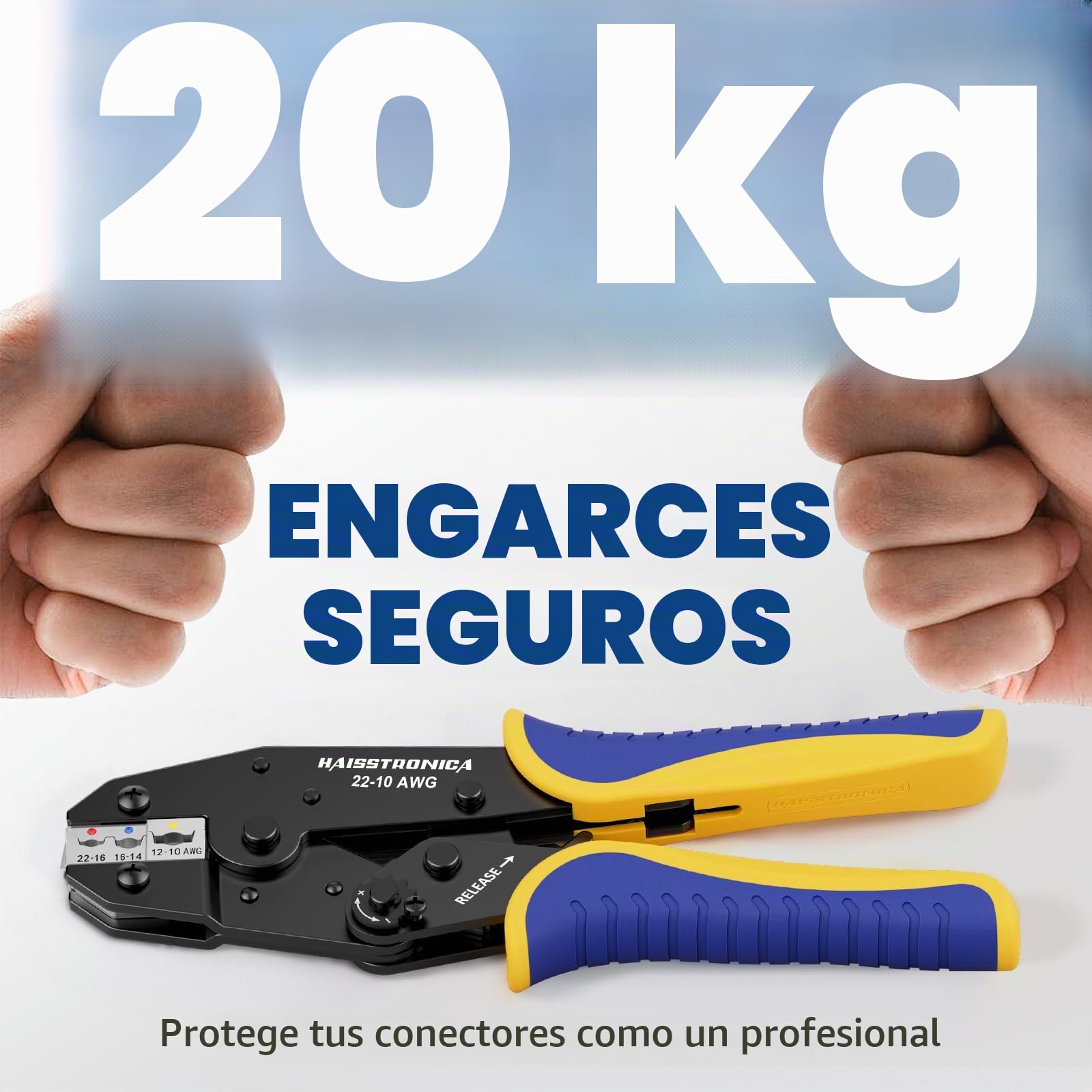 Haisstronica Crimpadora para Terminales Aislados 0,5–6 mm² (AWG22–10), Herramienta de Carraca para Terminales en Anillo Aislados, Conectores de Cable y Empalmes, Alicate de Terminales con Carraca
