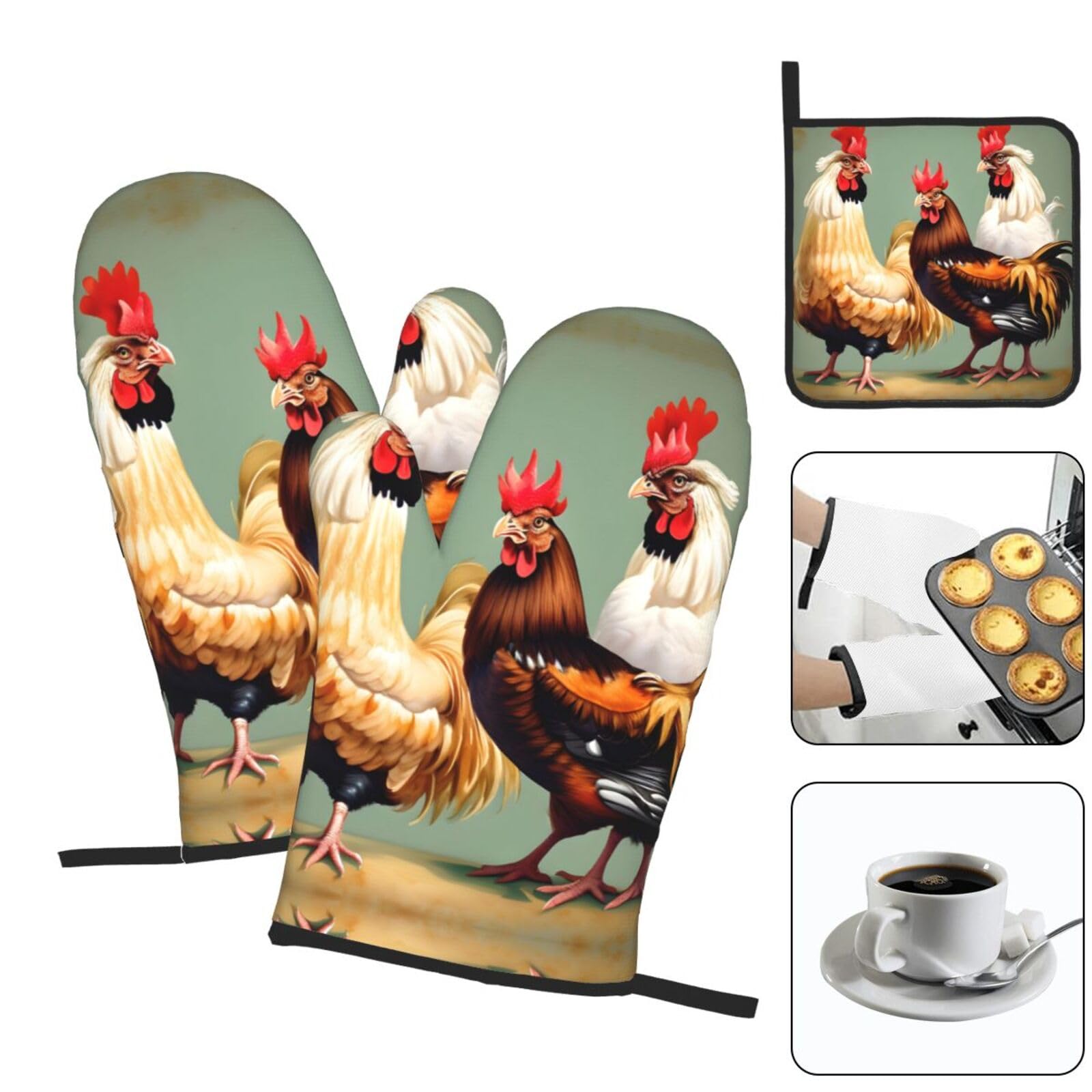 MILcea Ovenwanten pannenlappen pannenhandschoenen set van 4