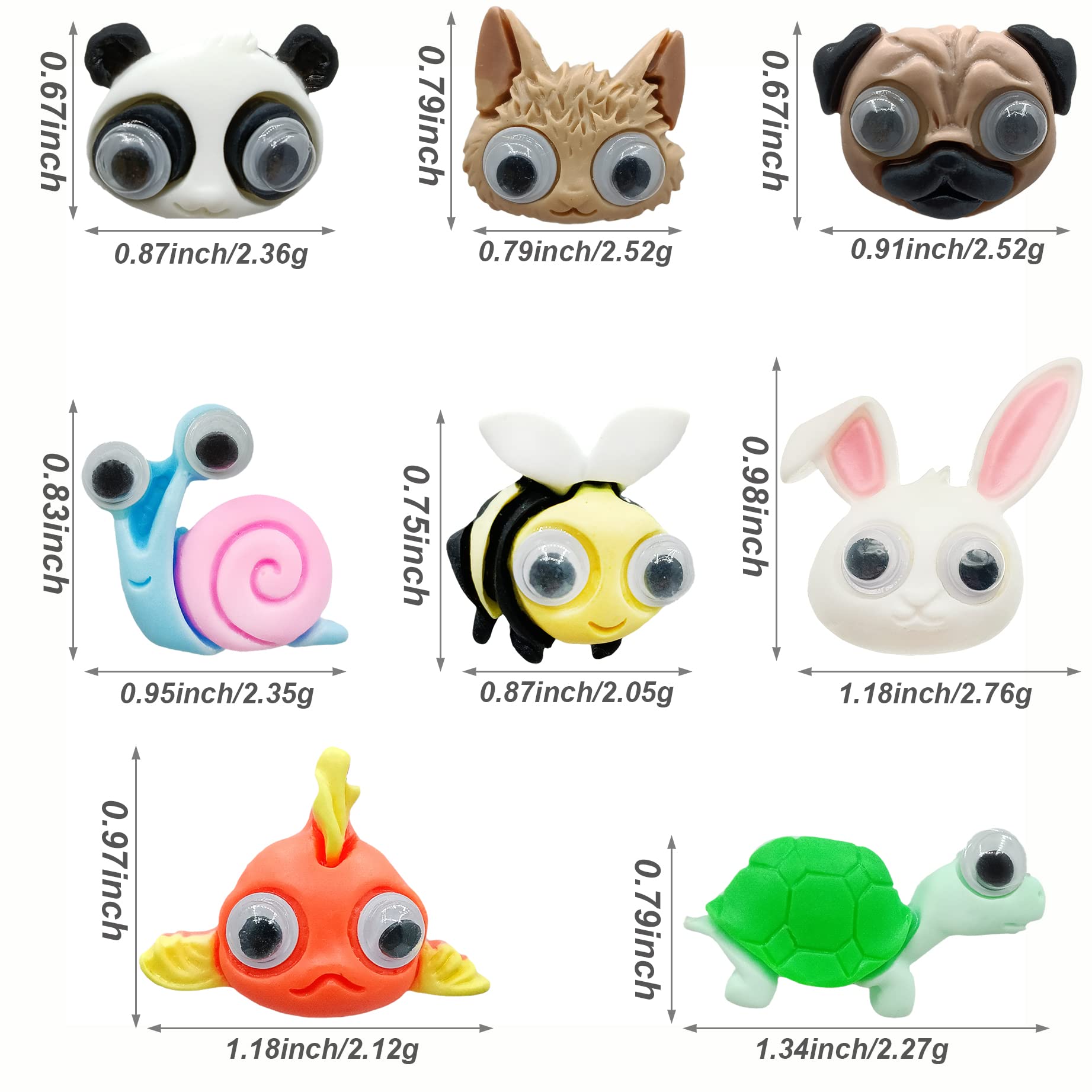 Mini chinchetas de empuje lindas chinchetas para el pulgar para tablero de corcho, pista decorativa y pin de abeja, tortuga, caracol, conejo, pez, cachorro, panda, zorro (animales, 30 piezas)