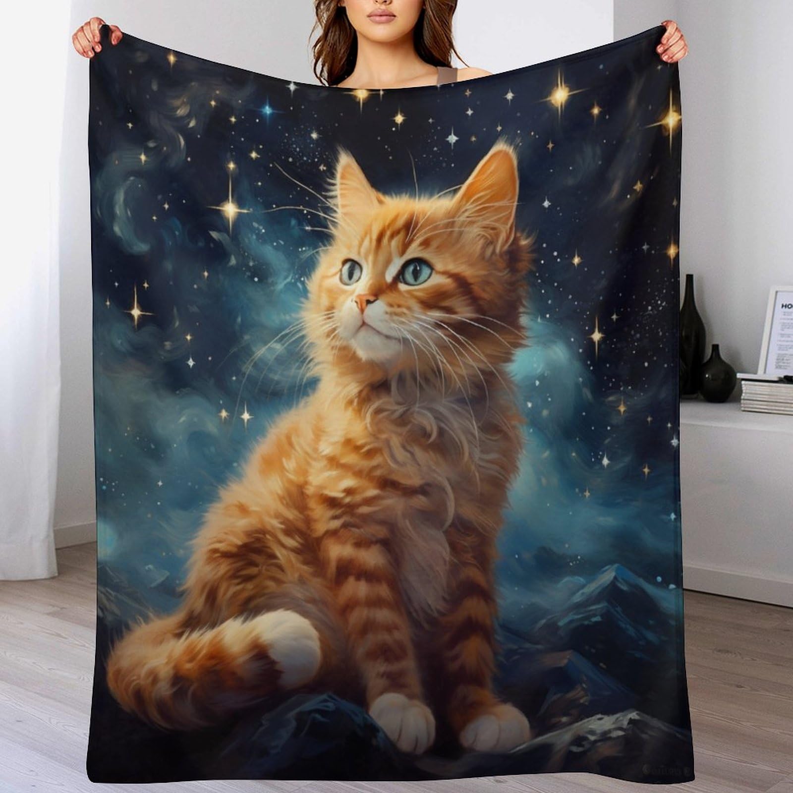 Couverture polaire chat plaid duveteux super doux et chaud pour lit et sofa 55"x70"
