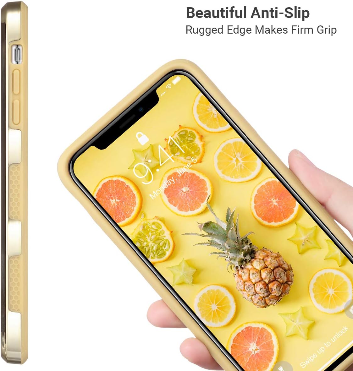 ULAK iPhone XR Case, Luxury Glitter 2 in 1 Dual Layer Slim Fit Soft TPU Hard Laminated with Sparkly Shiny Faux Leather Chrome Shockproof Protective Cover, Gold