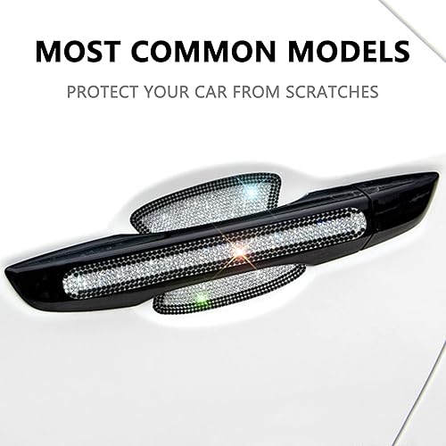 Miniatura 4 de 8 piezas brillantes para manija de puerta de coche, calcomanía universal de seguridad resistente a los arañazos, cubierta de manija de automóvil