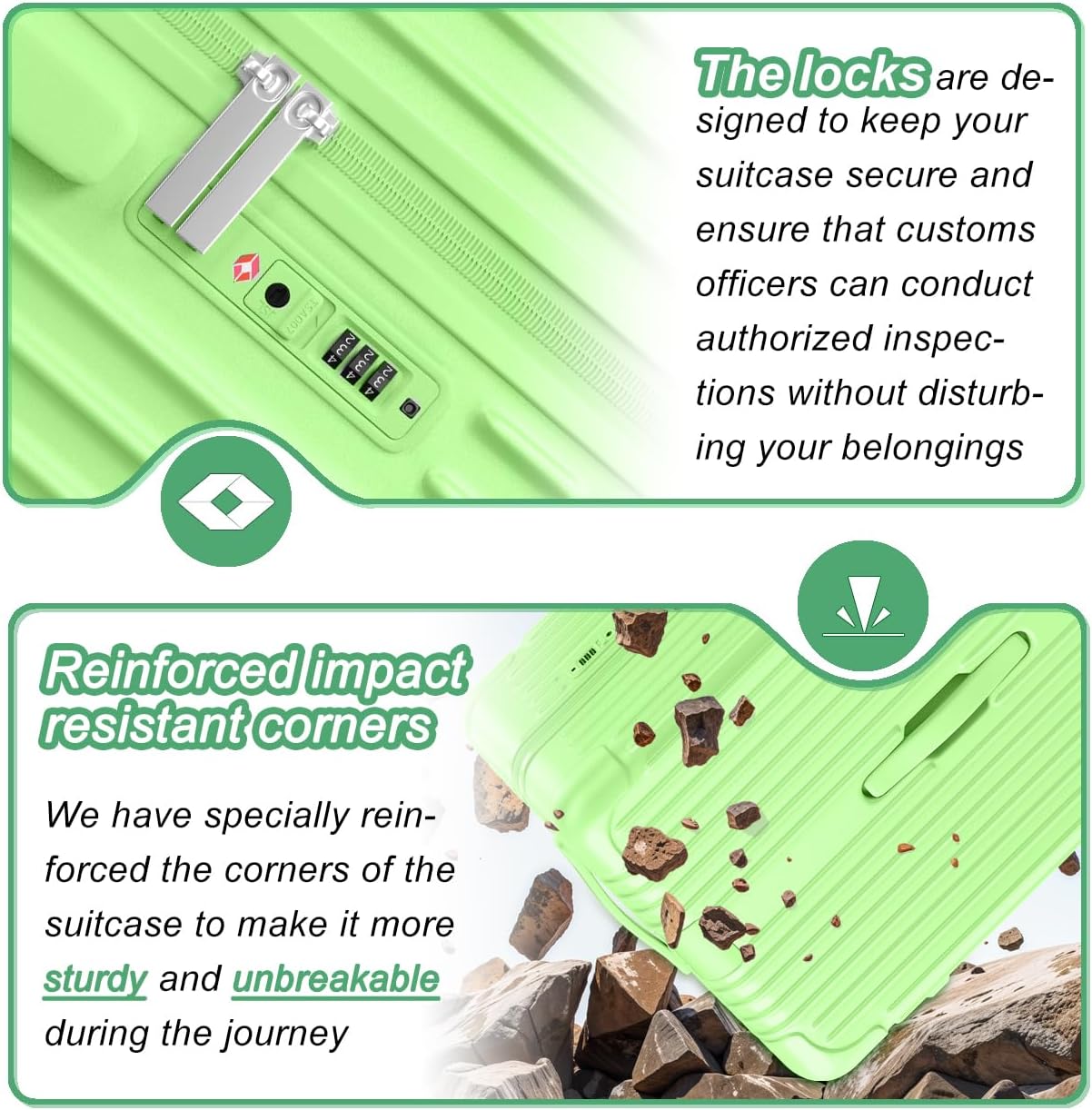 Krute Luggage Sets 2 Piece Suitcase with Spinner Wheels PC+ABS Hardside Suitcases Charging Port TSA Lock Carry On Luggage with Cup Holder 20+28 Inch