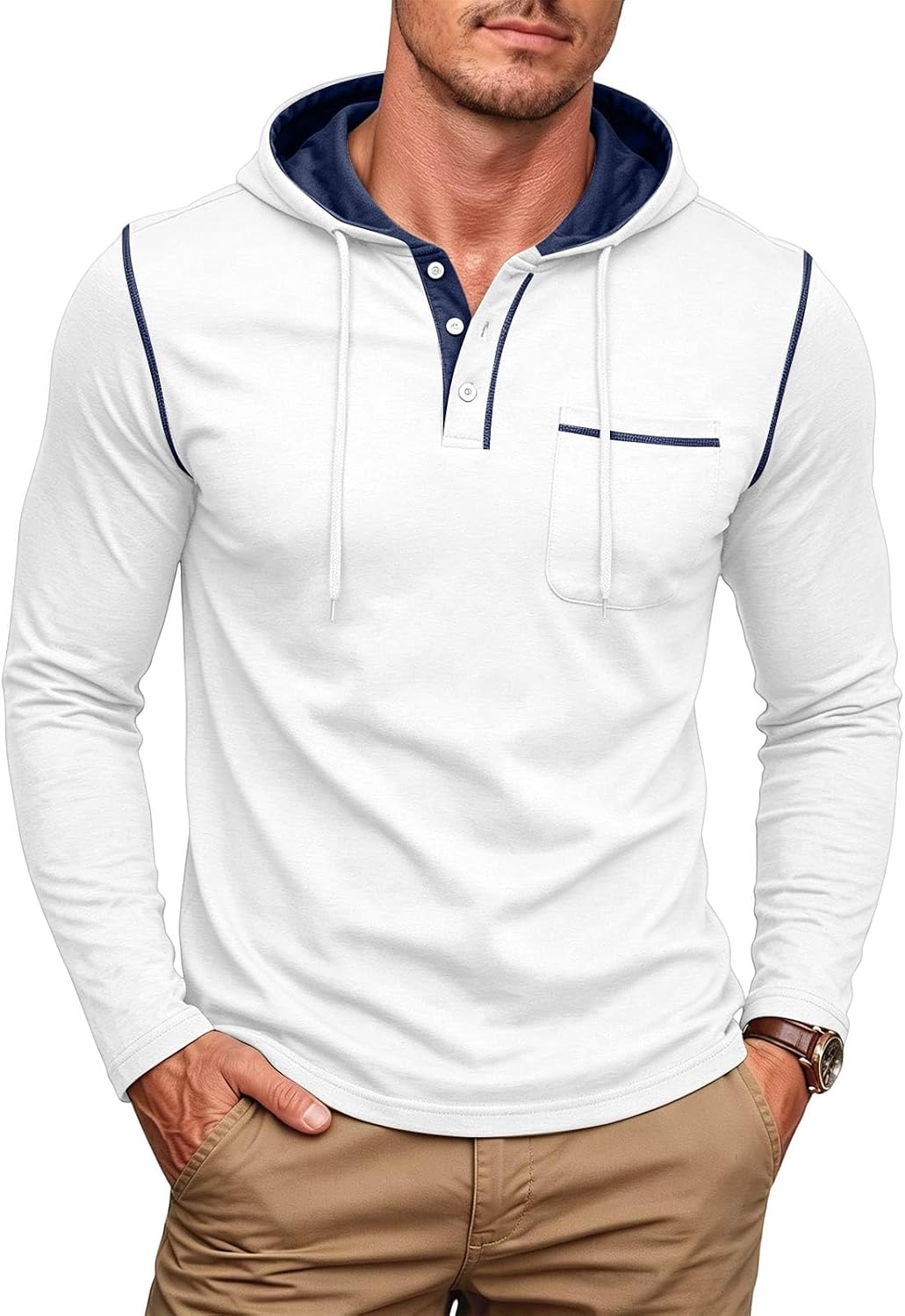 Thin Hoodies for Men Athletic Long Sleeve Half Zip Streetwear Kanga Pocket