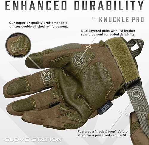 Miniatura 2 de Glove Station - Guantes tácticos unisex de nudillos duros, con dedos para pantalla táctil, guantes duraderos y cómodos para exteriores, trabajo,