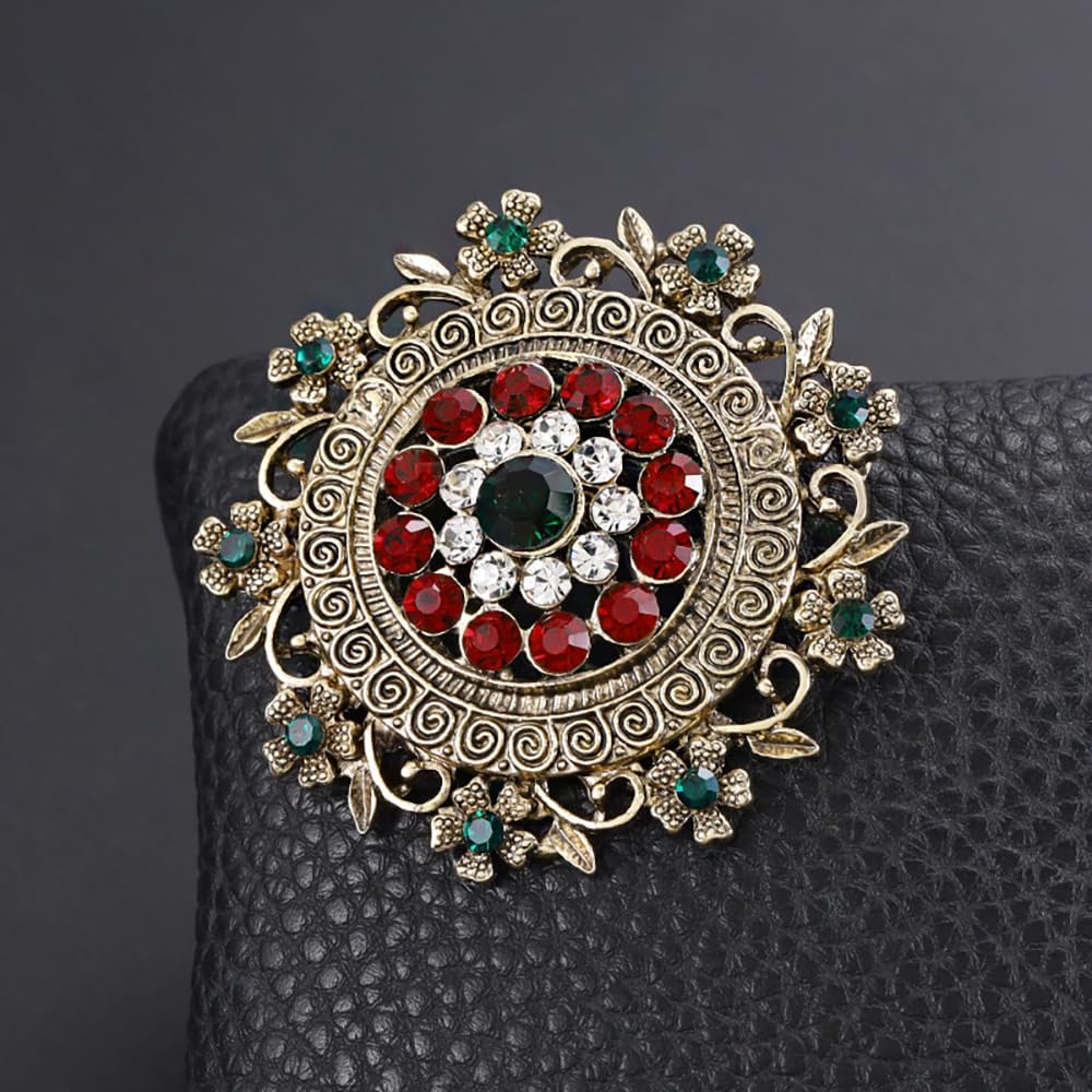 Unique Crystal Flower Brooch Pin Clothes Accessories Vintage Floral Rhinestone Lapel Shawl Pins Sweater Hat Dress Suit Corsage Banquet Party Brooches Fashion Wedding Jewelry for Women Girls - Image 4