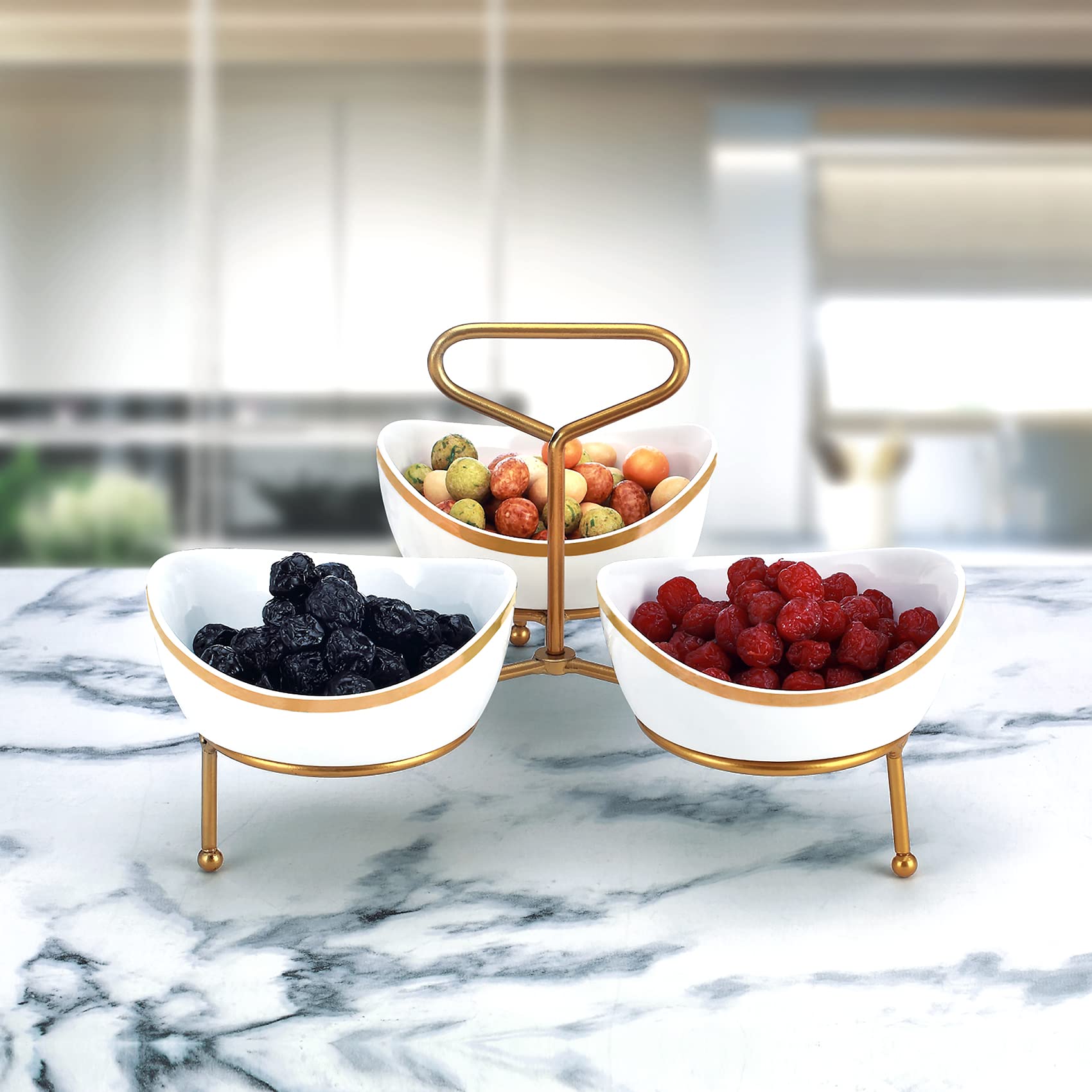 Buy China Shallow 5.25inches 3 Server With Gold Stand And Decal, Tied