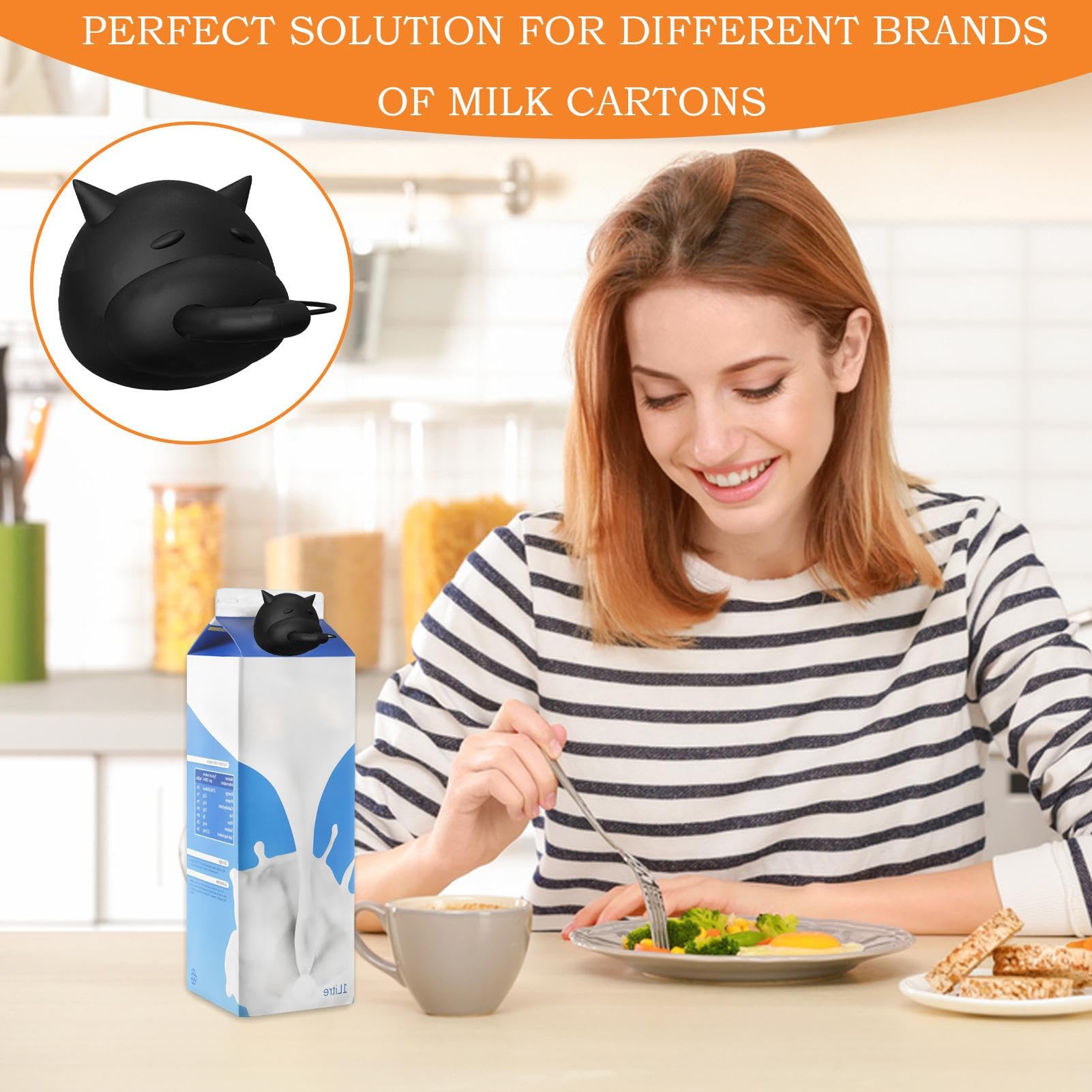 Bouchon Silicone En Forme De Vache – Rotatif, Anti-fuite, Pour Boîtes à Lait, Briques De Jus, Voyage - 8