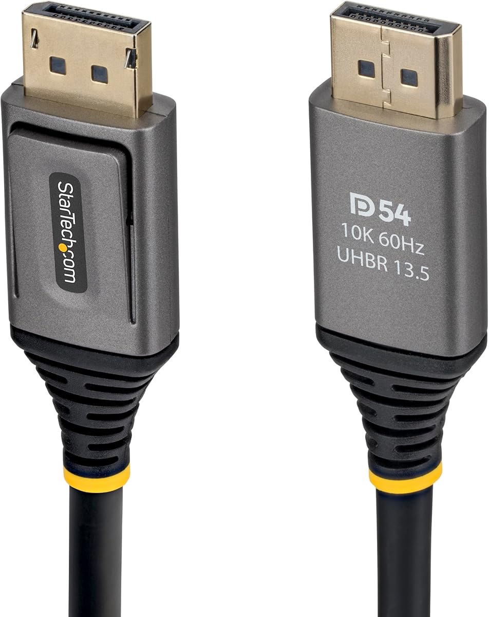 Cable StarTech DisplayPort 2.1 de 10 pies, 8K 60Hz, HDR | 8K 60Hz, 10K 60Hz/8K 144Hz/4K 240Hz sin comprimir con DSC 1.2a, cable de monitor DP 2.1, cable VESA DP54, DP21V-10F-DP54-CABLE
