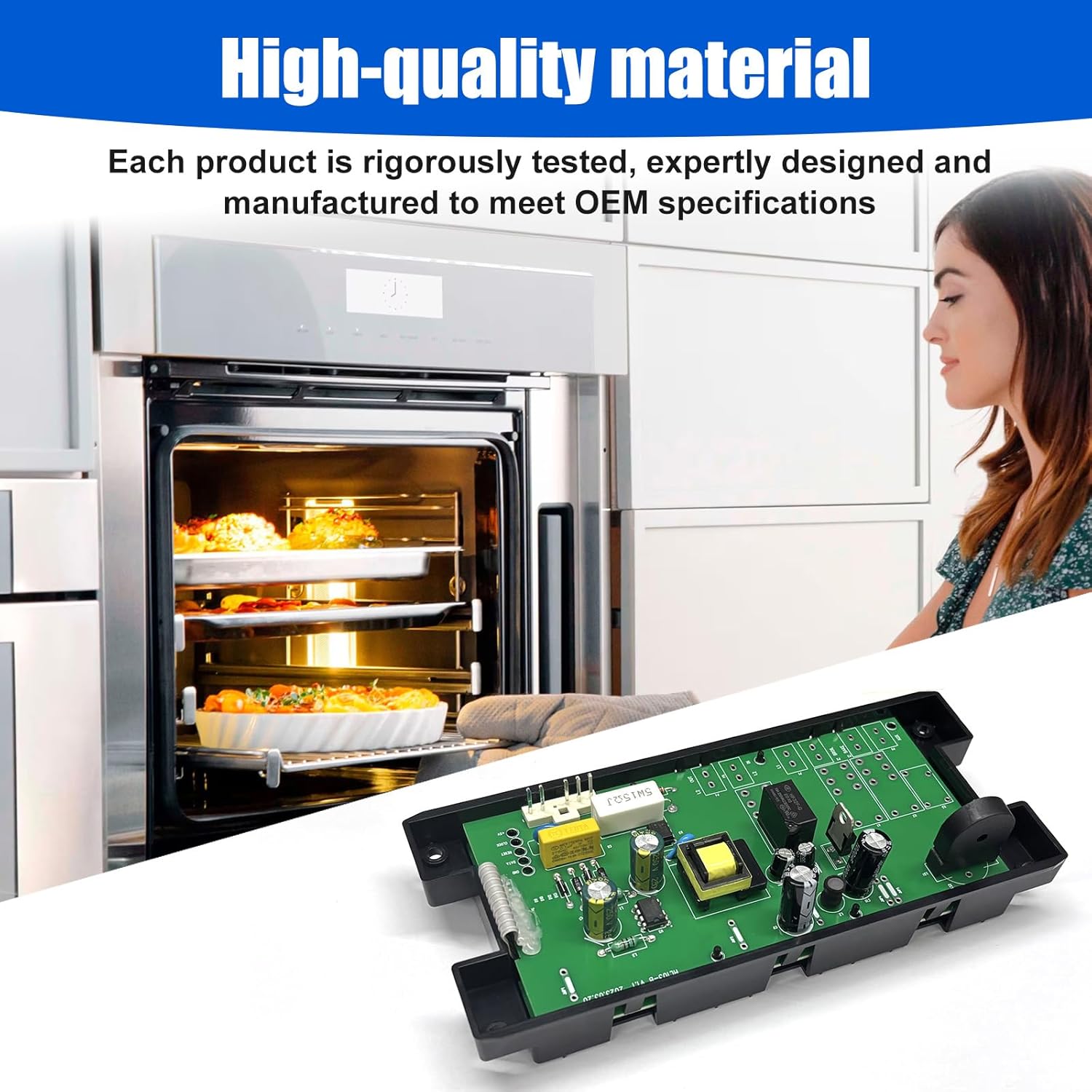 316455410 Range Oven Control Board for Electrolux Kenmore, Gas Range 7 Button Control Board Clock 5304518661