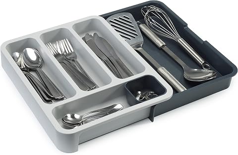 Joseph Joseph 85042 DrawerStore Genişleyen Çatal Bıçak Düzenleyici, Koyu Gri