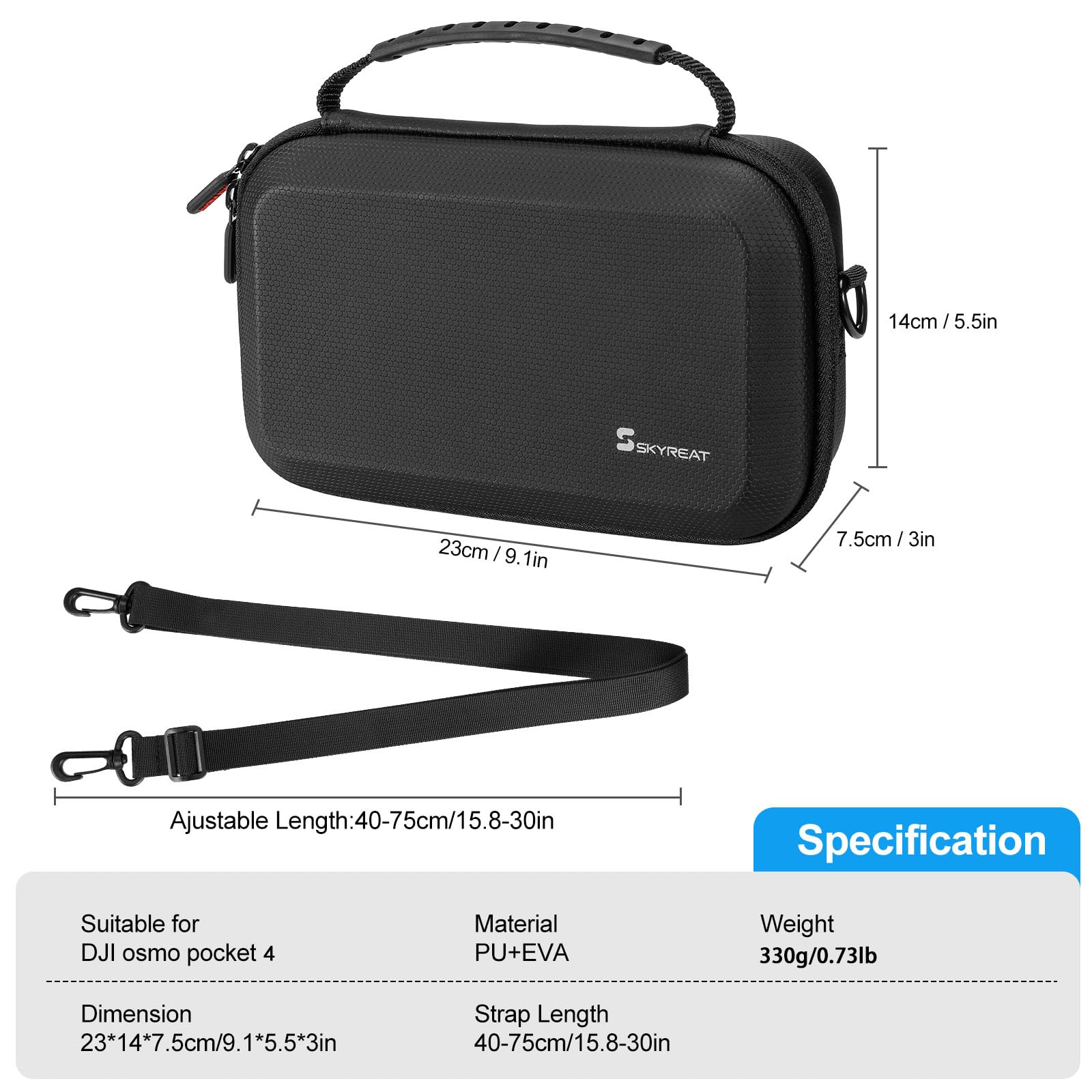 SKYREAT Osmo Pocket 4 Tasche, PU-Schutzhülle für DJI Pocket 4 Creator Combo Zubehör, Tragbare Handtasche für Reisen, Vlogging und Außenaufnahmen, zur Organisation