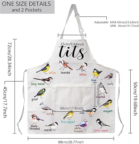 Miniatura 2 de MBMSO Delantal de tetas con bolsillos, delantal de cocina para observación de aves para amantes de las aves
