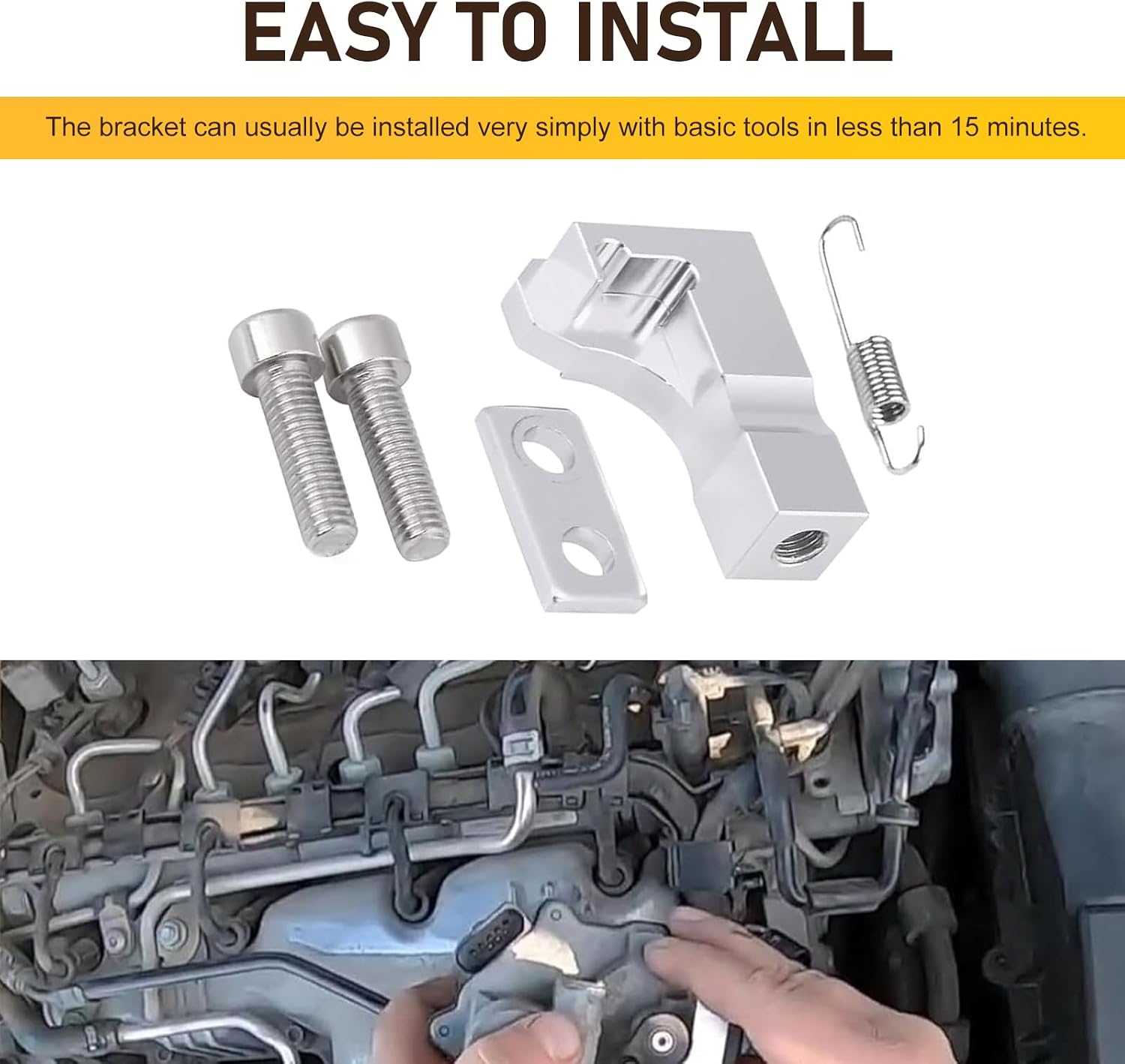 Pack-5 P2015 Intake Manifold Repair Bracket Kit for 2.0 TDI CR Engines, Aluminum Alloy Intake Manifold Repair Bracket Replacement OEM #03L129711E, Compatible with Volkswagen, Audi (Silver)