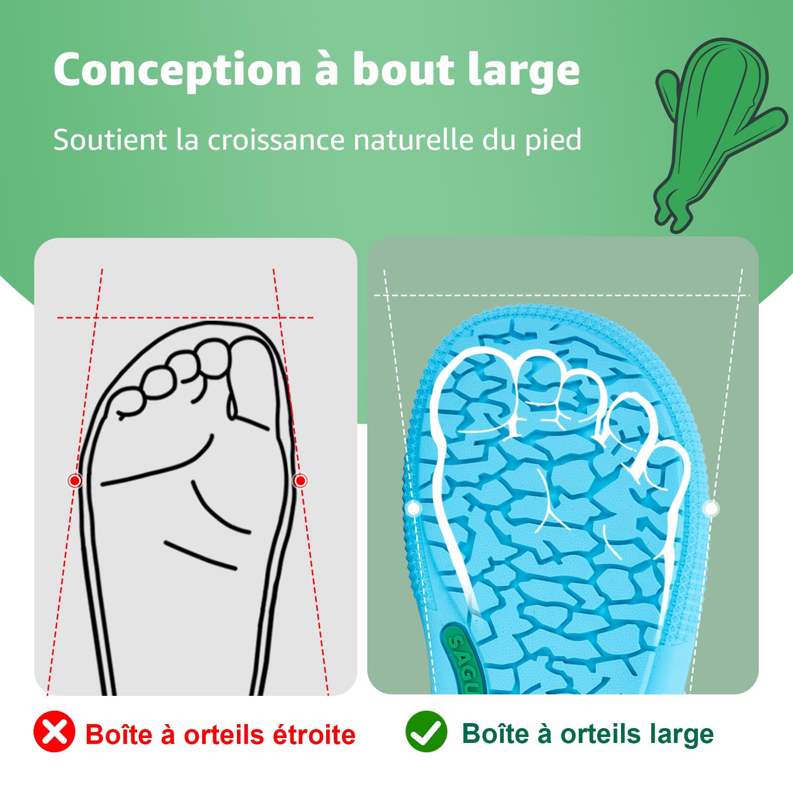 SAGUARO Barefoot Shoes Enfant Chaussures Minimalistes avec Zero Drop Sole et Wide Toe Box, 25-36 EU