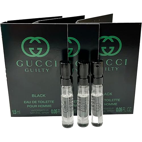 Gucci Guilty Black Sample Perfume Men EDT Spray Pour Homme MINI SMALL Travel Size 1.5 ML / 0.05 (3676) - set of 3