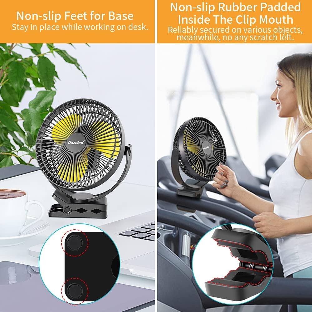 Stroller Fan Rechargeable, 10000mAh Portable Clip on Fan, 8 Inch Persoanl Cooling Fan(Up to 24H of Use), Battery Operated Desk Fan, 4-Speed Fast Outdoor Fan, USB Fan for Bedroom, Office, Camping : Electronics