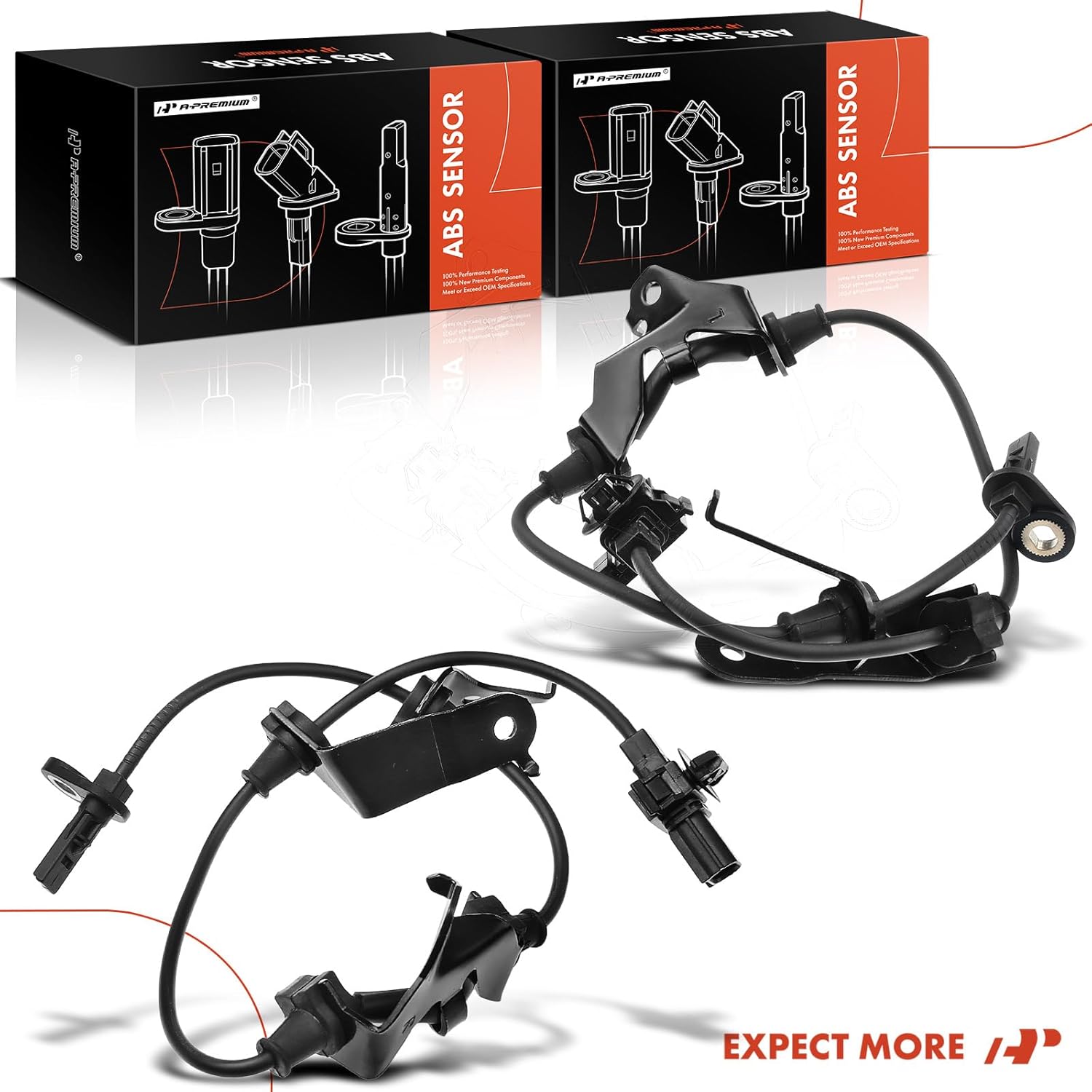 A-Premium 2PC Set Front ABS Wheel Speed Sensor Compatible with Honda, Acura Models - Accord 2008-2012, TSX 2009-2012 - Front Driver and Passenger Side, Replace# 57450-TA0-H01, 57455-TA0-A01