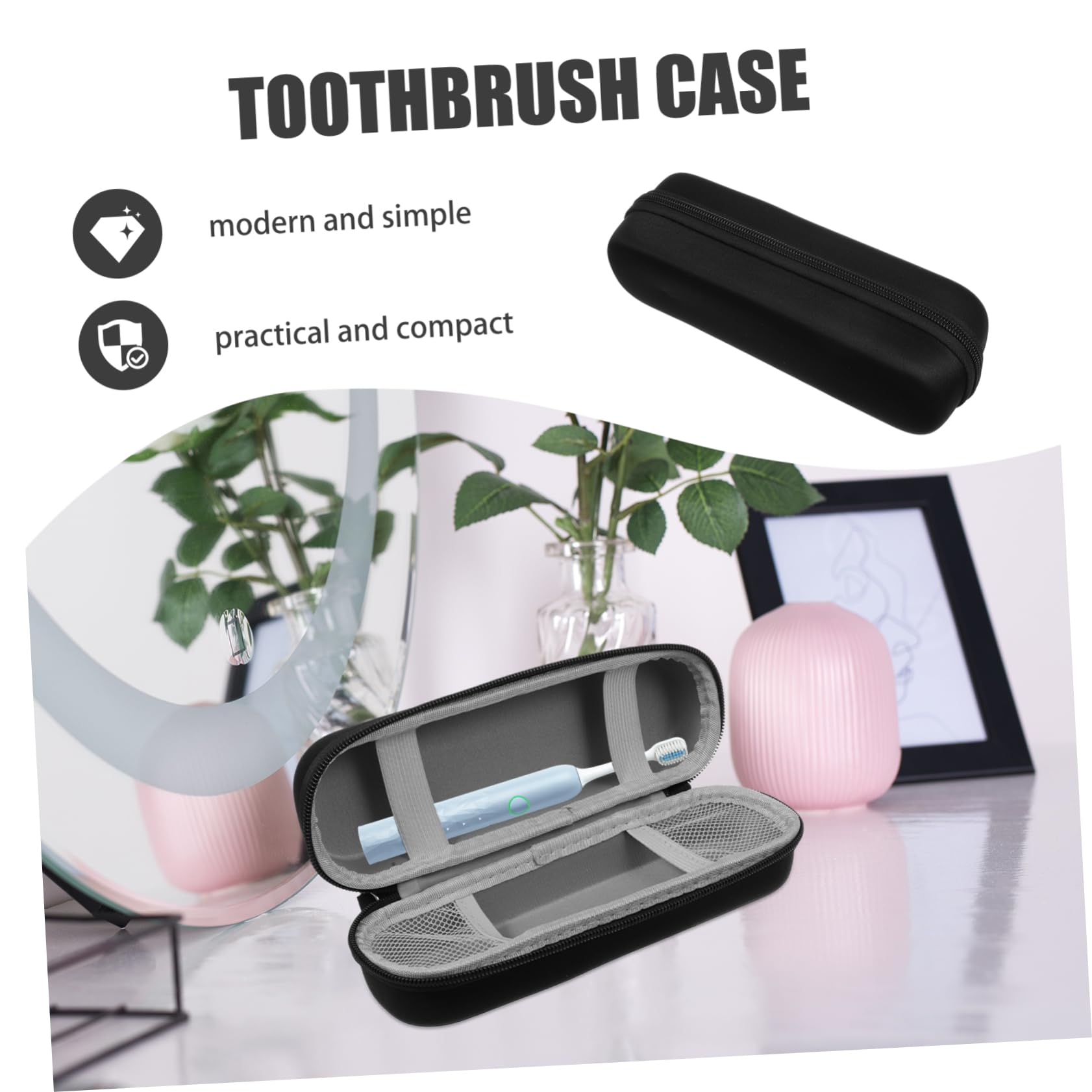 CALLARON 5 Pezzi Portaspazzolino Portatile Porta Di Spazzolino Da Denti Titolare Supporto Magnetico Parete Porta Spazzolino Custodia Porta Spazzolino Da Viaggio Eva Black