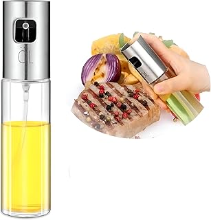 بخاخة زيت زجاجية - صديقة للبيئة وقابلة لإعادة الملء، أداة مطبخ متعددة الاستخدامات مثالية لزيت الزيتون والخل وصلصة الصويا وجبات لذيذة وصحية مع كميات يمكن التحكم فيها (قطعة واحدة)