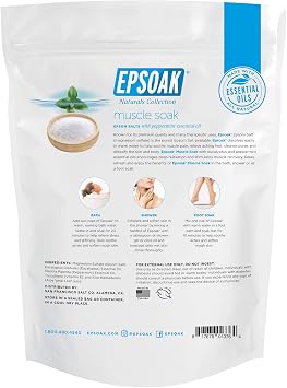 Epsoak Muscle Soak 2 lb. USP Magnesium Sulfate with Peppermint Scent Resealable Epsom Salt Bag, Made in The USA, Cruelty-Free Certified