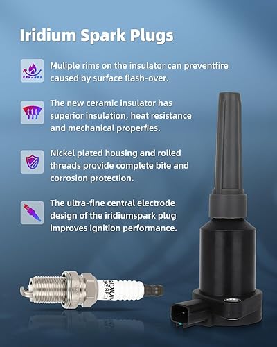 Miniatura 4 de ECCPP 6 bobinas de encendido con 6 bujías de iridio, UF384, paquetes de bobinas, para Jaguar XJ6 XJR Vanden Plas 1995-1997, XJS 1995-1996, L6 4.0L,