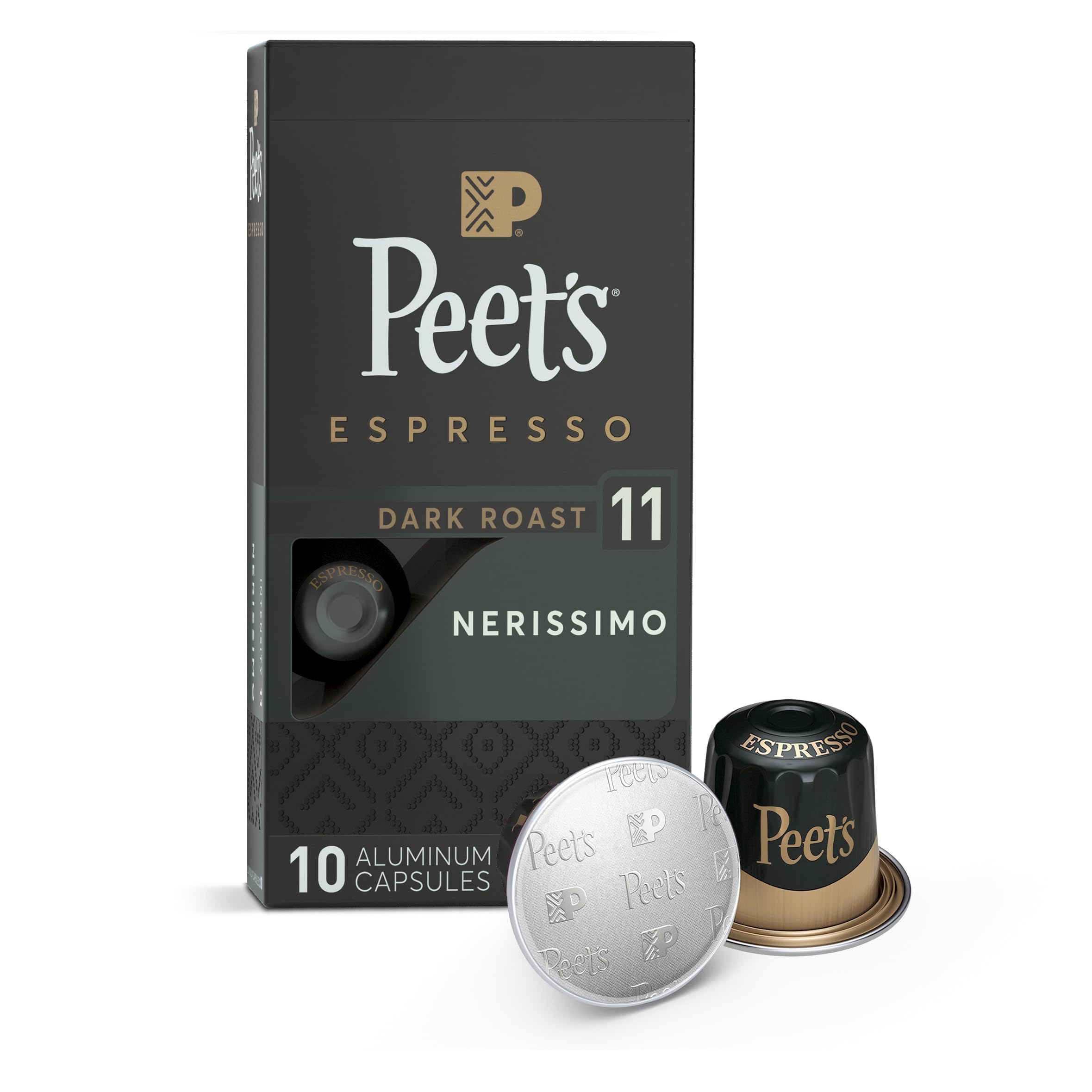 Peet's CoffeeEspresso Capsules, Nerissimo Intensity 11, Compatible with Nespresso Original Brewers, Single Cup Coffee Pods, 10 ct