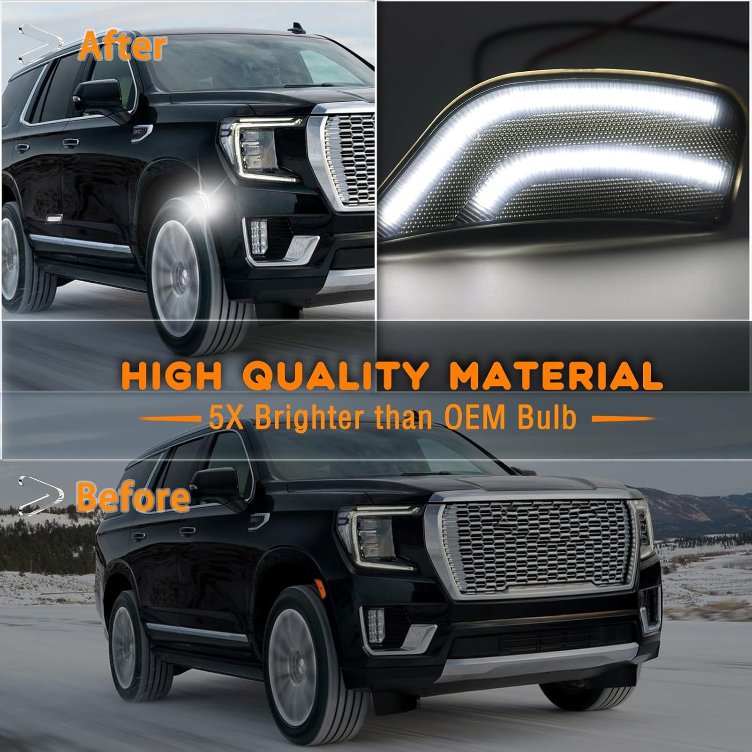 LED Front Fender LED Side Marker Lights Kit for chevy Yukon/Yukon Denali/Yukon XL/Tahoe/Escalade/Suburban/Escalade ESV,Super Bright Day Running Lights,Smoked Lens Side Marker Lamps