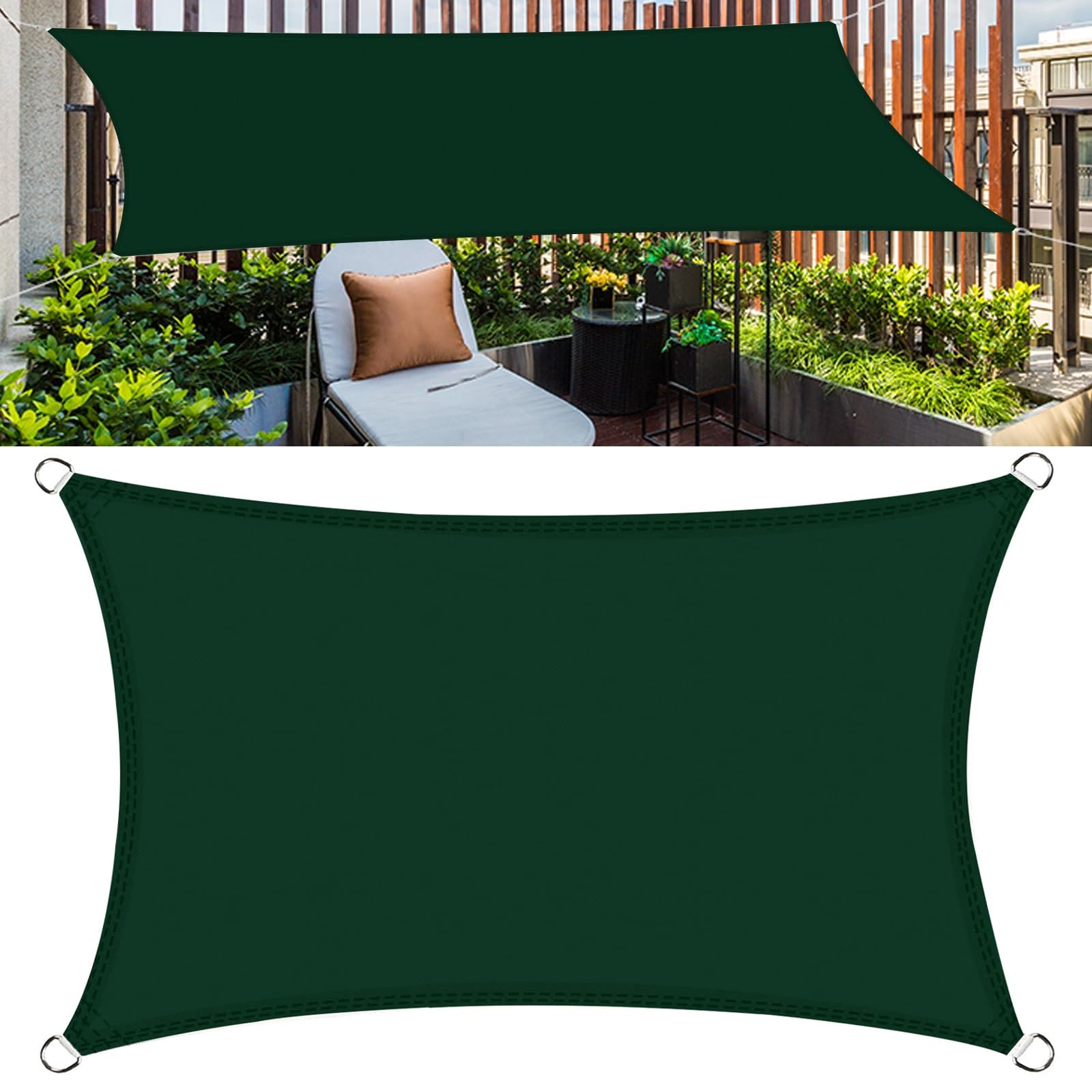 Tissu d'ombrage rectangulaire 1.4x3.2 m et toile polyester anti-déchirure