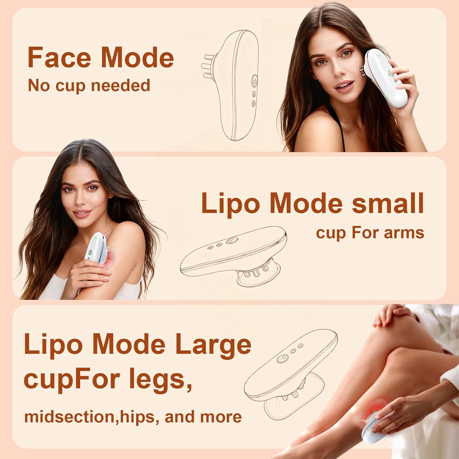 5-in-1 Electric Body Sculpting Massager - Red Blue LED Light Therapy & Microcurrent Tool with Oval/Round Suction Cups for Face & Body Tightening, Cellulite Removal, Lymphatic Drainage - Image 3