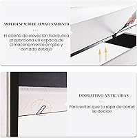 Vista 5 de SHA CERLIN Cama de Almacenamiento Elevable Tamaño Queen/Cabecera Moderna Tipo Wingback/Marco de Cama Plataforma Tapizada/Almacenamiento