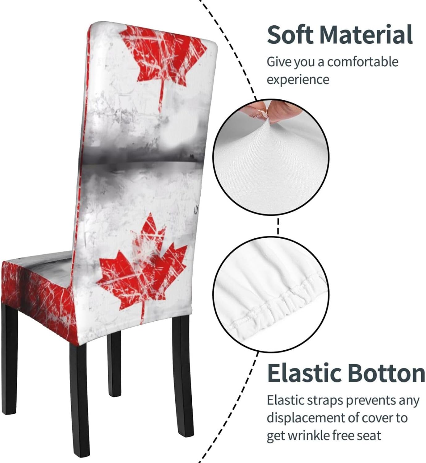 Retro Canada Flag Prints Dining Chair Throw Covers – Stretchy Spandex Furniture Layers for Refreshing Your Space - No Ironing Needed