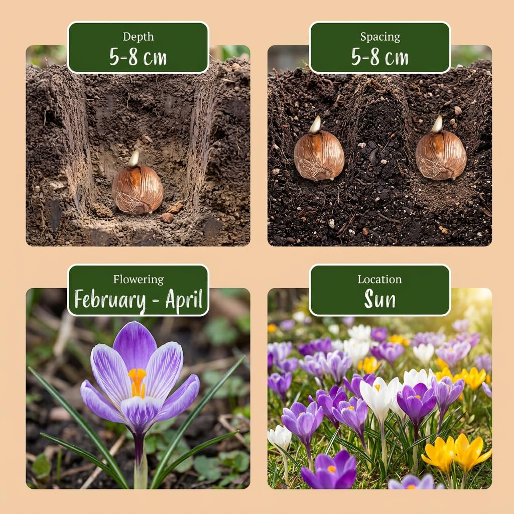 Green boutiQ - 280x Crocus mix - Crocus en mélange - Divers - Bulbe naturalisant - Calibre 7/8