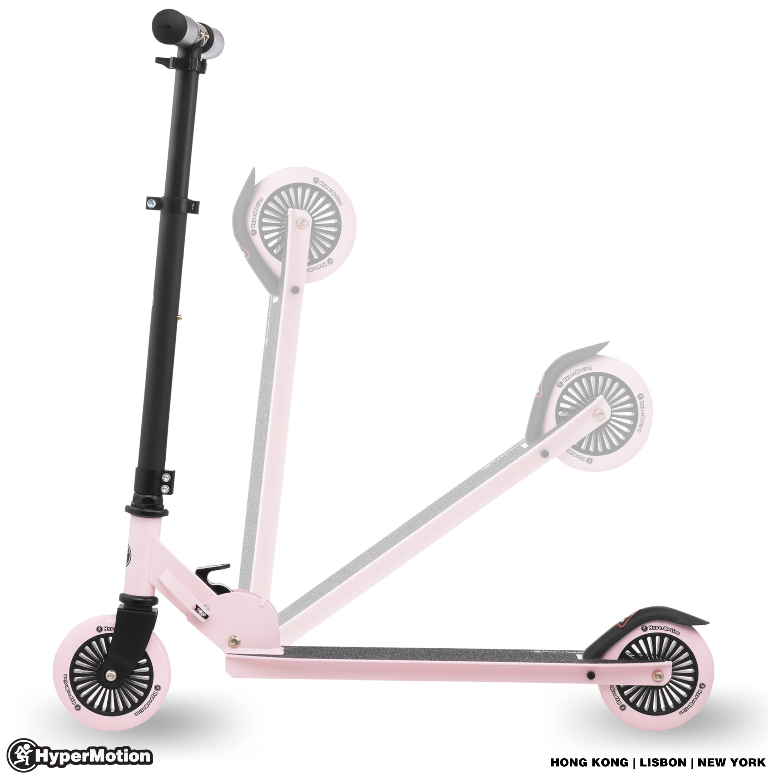 HyperMotion Patinete infantil de 3 a 8 años, patinete Willy, plegable, altura del manillar ajustable, ruedas de goma, plataforma antideslizante, capacidad de carga hasta 40 kg