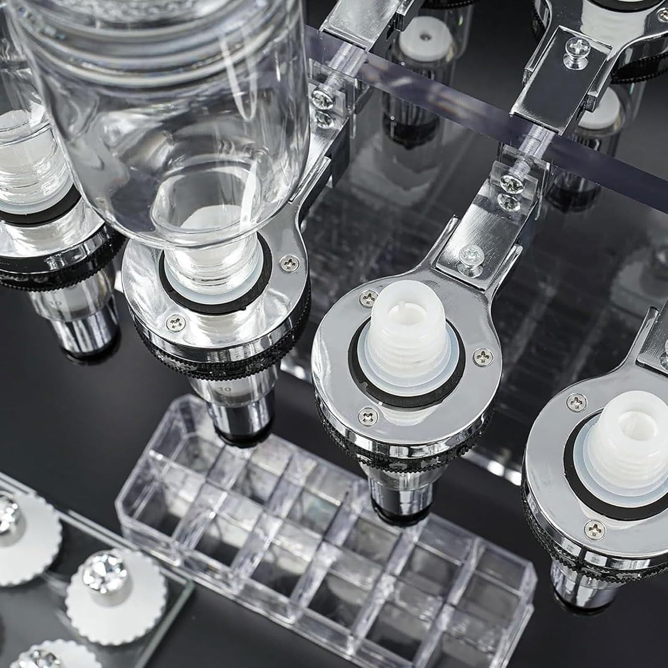 Manual Perfume Refill Pump Station, 12 Bottles Perfume Dispenser Tools, Perfume Liquid Dispense Filling Station, 200ml Dispenser Pumps with Testing Cups, for Shops Lab Bars