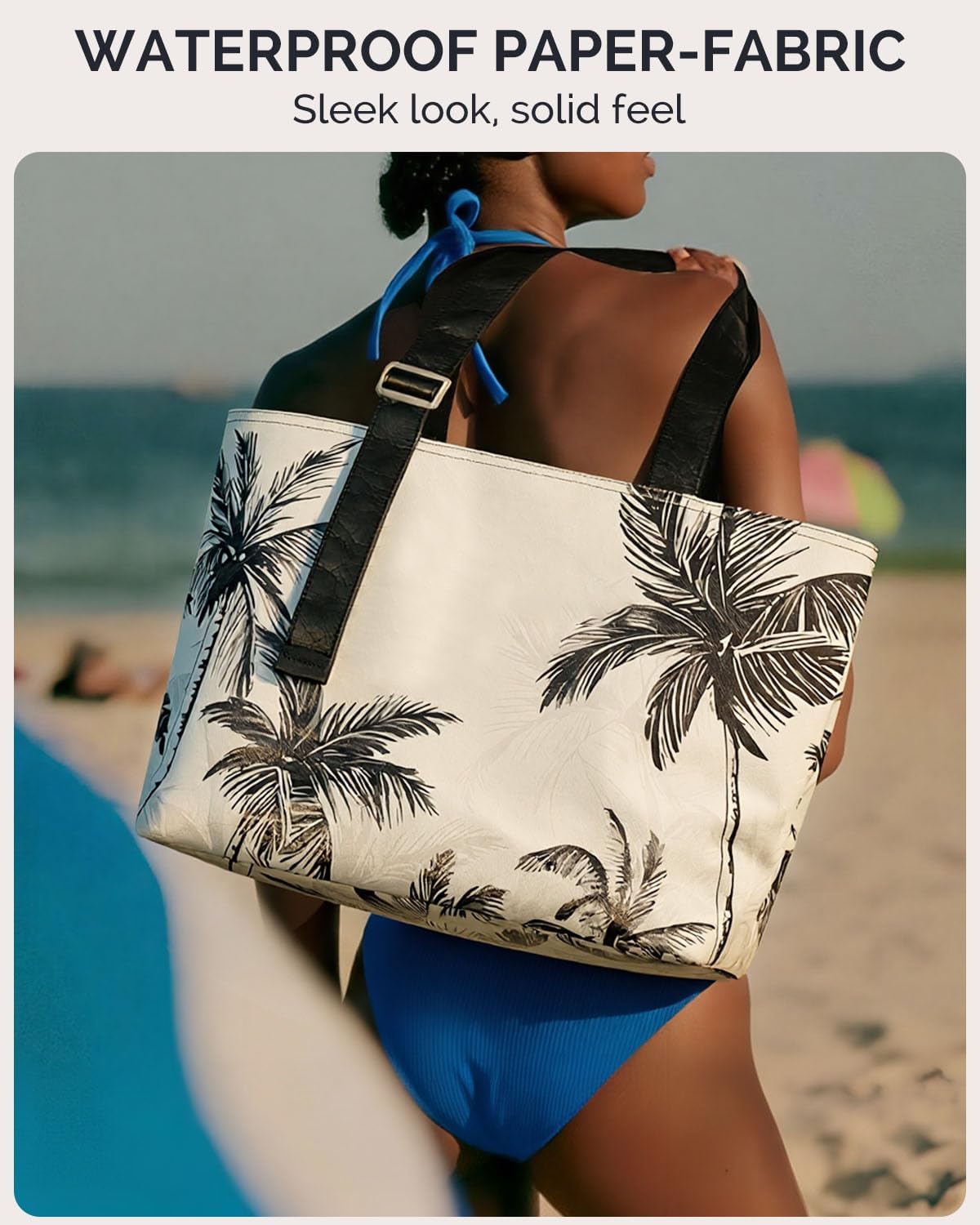 HOMESPON Large Waterproof Beach Bag for Women Pool Bags with Wet Compartment Lightweight Tote for Work Travel Weekends - Image 3