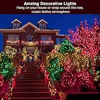 Vista 2 de ODEETRONIC Guirnalda de luces rojas de Navidad, 21.63 pies, 100 unidades, incandescentes, mini luces conectables, certificación UL, para interiores