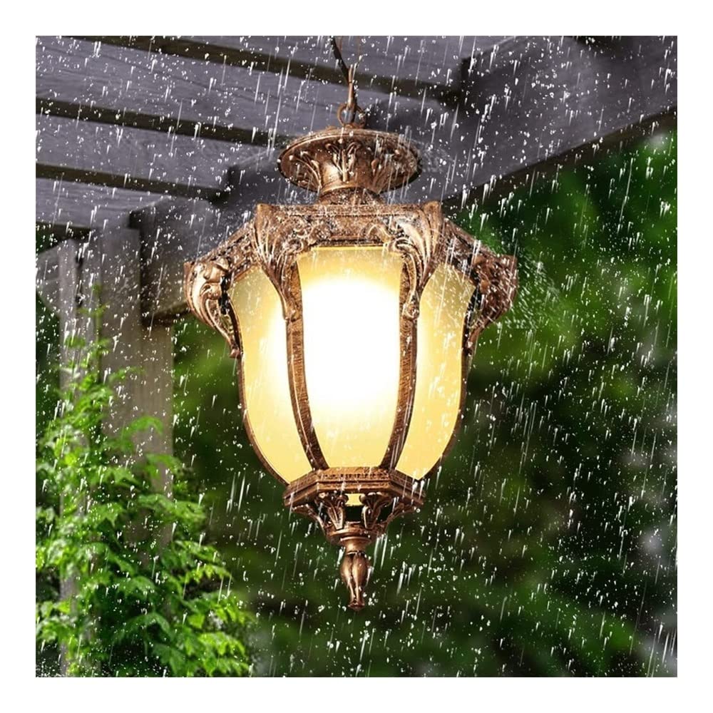 Lustre d'extérieur suspendu en aluminium et verre étanche pour pavillon 18,5x31,5 cm